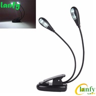 LANFY Reading Lamp Super Bright Newest 4 LED Black Clip for Piano Music Stand Book 2 Arms Light