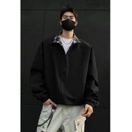 Casual Stand Collar Jacket Street Wear Spring Autumn All-Match Trendy Loose Plaid Couple Top Waterpr