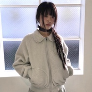 Korean Niche Street Wear coyseio Jacket Zipper Cardigan Hanni Same Style Lamb Wool Fleece Baseball J