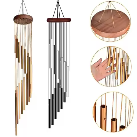 1piece 12 Tubes Aluminum Alloy Wind Chimes with Hook Gold/silver Bells for Outside Home Wedding Part