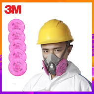 3M 6200 หน้ากากผ้าฝ้าย 2097 กรองฝุ่นหน้ากากป้องกันฝุ่นหน้ากากป้องกันฝุ่นหน้ากากเชื่อม หน้ากากกันก๊าซพิษ ที่ใช้ซ้ำได้ PM.2.5 หน้ากากเคมี（P100）