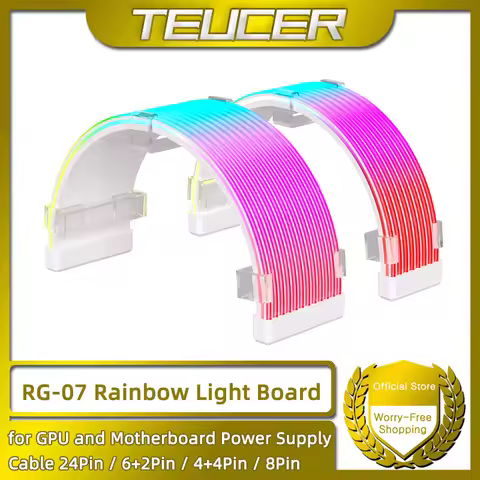 TEUCER AG-07 RGB Rainbow PC Addressable 5V 3Pin ARGB DIY Light Board for Motherboard GPU CPU 24Pin a
