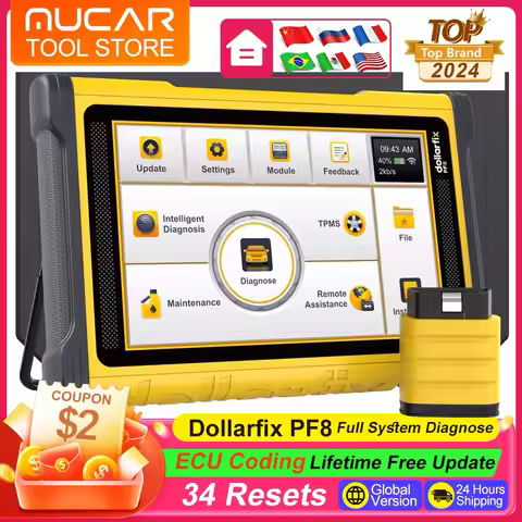 Dollarfix PF8 Professional OBD2 Scanner Full System Diagnostic Tools 34 Reset ECU Coding Bi-directio