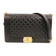 CHANEL 羊皮皮革Boy 28金扣鏈帶肩背袋