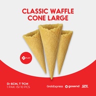 CLASSIC LARGE WAFFLE CONE, ICE CREAM OPAK - 6 CM x 14 CM, 1 PACK CONTAINS 10 PCS, Crispy Ice Cream W