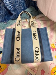 Chloe woody medium tote bag  jeans blue 牛仔 牛仔布 chanel doir