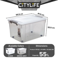 (Bulk Bundle) Citylife 55L Multi-Purpose Widea Stackable Storage Large Container Box With Wheels X-632026