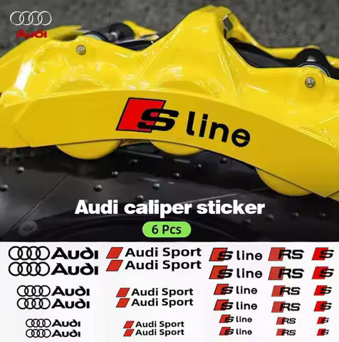 6Pcs Car Brake Caliper Badge Sticker Decal Car Tuning Accessories For Audi sline A4 B7 B8 B9 A3 8P 8