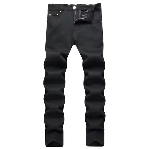 2024 Spring Promotion Cotton Pants Men's Classic Solid Color Black White Style Men Jeans Denim Male 