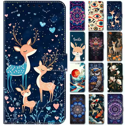 P30 P20 Lite Pro Smile Deer Case for Honor 600/400 Lite 200 Pro Magic 7 6 Lite X6C X6A X6B Flip Stan