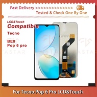 6.56" Diuji untuk Tecno pop6pro BE8 Paparan LCD Pemasangan Digitizer Sentuh Gantikan Pembaikan telef