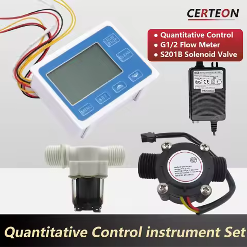 ZJ-LCD-M G1/2 digital flow control meter 0.1-9999L/gal S201 flow meter 1-30L/min 5W solenoid valve f