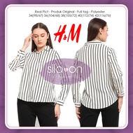 [sila on fashion] H*M KEMEJA LENGAN PANJANG WHITE STRIPE/REAL PICT/FULL TAG/POLYESTER/READY STOCK/SI