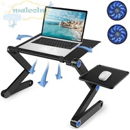 MALCOLM Portable Computer Laptop Desk, CPU Cooling Height Adjustable Foldable Laptop Table, Lightweight Aluminum Mouse Pad Fan USB Ports Laptop Stand Holder Gift