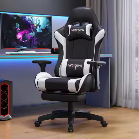 Luxury High-back Ergonomic Gaming Chair With Footrest Modern Leather Design Material Ergonomic Compu