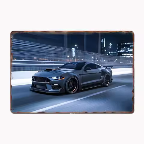 Spirit of The GT Mustang Dark Horse Race Car Racer Retro Metal Sign Poster Garage Indoor Room Decor 