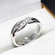 Premium genuine 950 silver women's ring - women's wedding engagement white gold palladium platinum W
