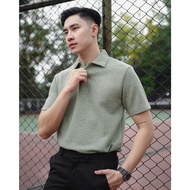 HIJAU Okinawa Diamond in Sage Green Shirt – Premium Sage Green Men's Diamond KnitPOLO – BYBLANK