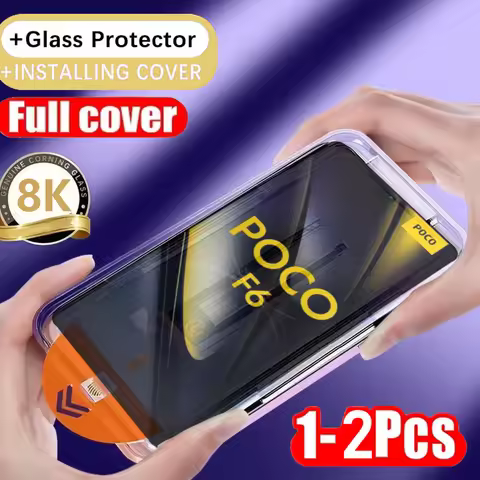 1-2PCS 8K Dust Free Glass For POCO F6 X6 Pro X5 X4 GT M5S F3 F4 9H Oleophobic Coating Screen Protect