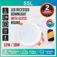 LED RECESSED DOWNLIGHT LED PANEL LIGHT 12W & 18W  WITH GLASS (ROUND / SQUARE)