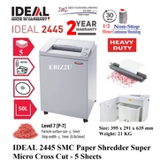 IDEAL 2445 SMC 0.8 x 5mm Heavy Duty Paper Shredder Super Micro Cross Cut 5 Sheets 50 Liters 30 mins