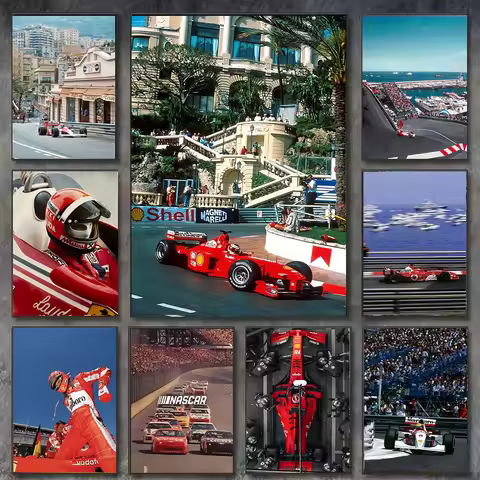 Vintage F1 Monaco Modern Fashion Racing Sports Car Photo Poster and Printed Canvas Painting Wall Art