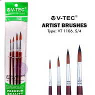 V-TEC ARTIST BRUSHES TYPE VT 1106 S/4 NO. 1, 2, 4, 6 - PAINTING BRUSH SET OF 4 PCS