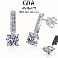 【 GRA Certificate Attached 】 2ct Moissanite Earrings, s925 Pure Silver Plated Platinum Simple Four C