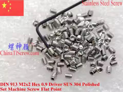 stainless steel DIN 913 Set Screws M2x2 M2x3 M2x4 M2x5 M2x6 M2x8 M2x10 Hex 0.9 Driver Flat Point 100
