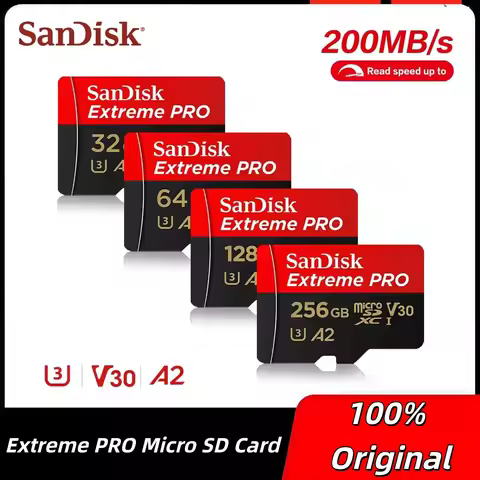 Original SanDisk Extreme PRO Micro SD Card 512GB A2-U3 TF Card 32G A1 64G 128G 256G U3 A2 V30 Flash 
