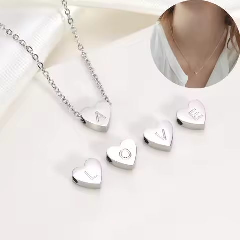 Heart Necklace 26 Letter Heart Choker Heart Initial Necklace for Women Stainless Steel Heart Pendant