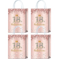 Brattol 16 Pieces Rose Gold 18 & Fabulous 18th Birthday Party Favors Bags,Happy 18th Birthday Girl G