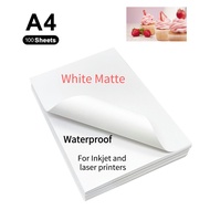 Waterproof sticker paper 100 pcs transparent Glossy White Paper Sticker A4 Printable DIY matte adhes