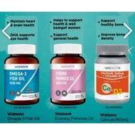 WATSONS Evening Primrose Oil 1000mg 90's 30's 3 Fish Oil 1000mg 90's 30's Calcium 360 mg + Vitamin D