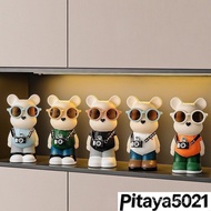 Violent Bear Ornaments Light Luxury High-End Living Room Wine Cabinet TV Cabinet Display Cabinet Liv