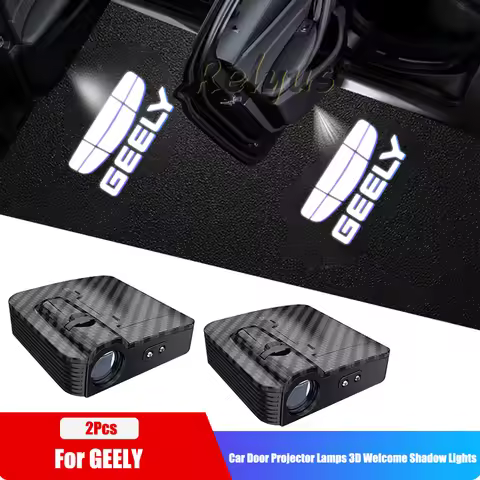 LED Car Door Projector Lamps Welcome Light For Geely Tugella Azkarra Coolray GX3 LC Panda EX2 EX5 EM
