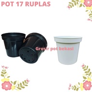 TALL POT 17 WHITE BLACK RUPLAS POLOS - YOGAP POT 17 PLASTIC FLOWER POT