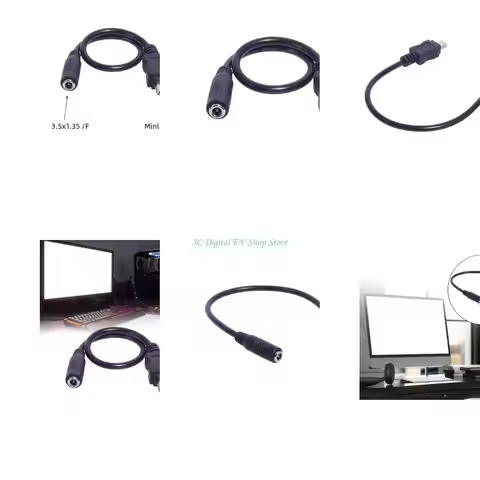 E74D Mini USB Charging Cable DC3.5x1.35mm Female to Mini USB Male Converter Connector Cord 22AWG 20c