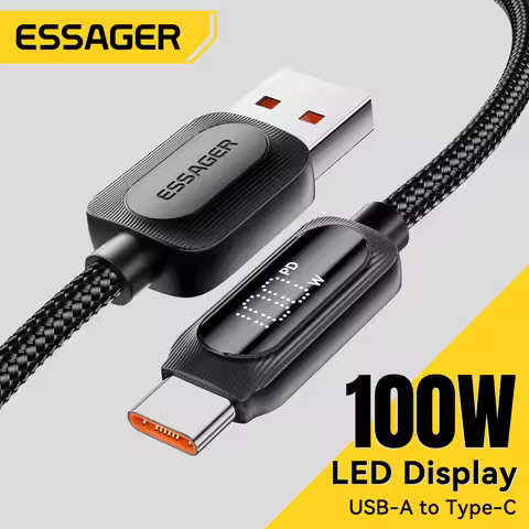 Essager 100W Type C Digital Display Cable 7A Fast Charging USB C Data Cord For Macbook iPad Huawei M
