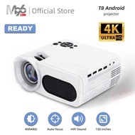 M96 Android Proyektor T8  400ANSI 4K HD Bluetooth Smart Projector Android 9.0 HP Proyektor