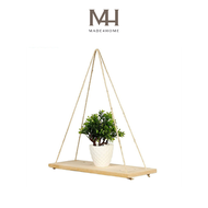 Kệ gỗ thông treo tường 40cm*12cm*18cm dây thừng dày 7mm
