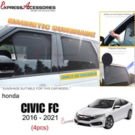 Magnetic Sunshade compatible for Honda Civic FC 2016-2019 Car Magnet Sunshade Sun Shade (4pcs)