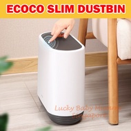 Ecoco Push Type Slim Dustbin Waste Bin/Minimalist Simple Bathroom Kitchen Household Bin/Large Capaci