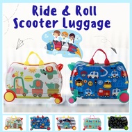 Scooter Luggage Roll and Play Ride on Suitcase Kids Baby Luggage Cartoon Travel Beg Bagasi Kanak Beroda Duduk Bergerak
