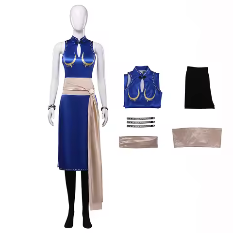 Street Fighter Chun Li Cosplay Costume Game Fighter Chunli Blue Cheongsam Dress Women Halloween Carn