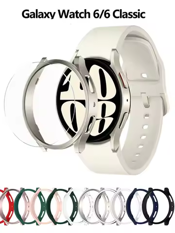 Glass+Case for Samsung Galaxy Watch 6 40mm 44mm Accessories PC Frame Protective Bumper galaxy Watch 
