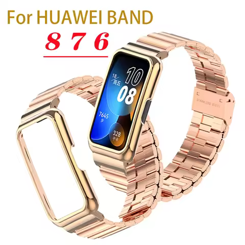 For Huawei Band 9 8 Metal Strap Case Protector for huawei band 7 6 Stainless Steel Watchband Honor b