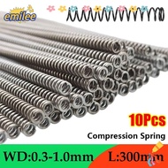EMILEE 10Pcs Compression Spring, Y-type Length 300mm Long Coil Spring, Durable 0.3 0.4 0.5 0.6 0.7 0