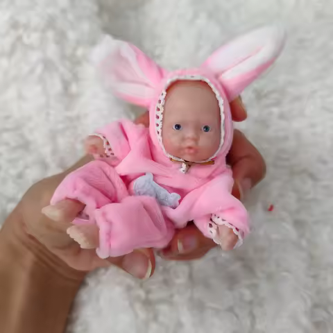 Reborn Baby Dolls Silicone Full Body 4.5 Inch Open Eyes Soft Body Mini Realistic-Newborn Baby Dolls 