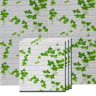 wallpaper dinding 3D BATA motif daun putih ukuran 70x77cm